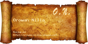 Orowan Nilla névjegykártya
